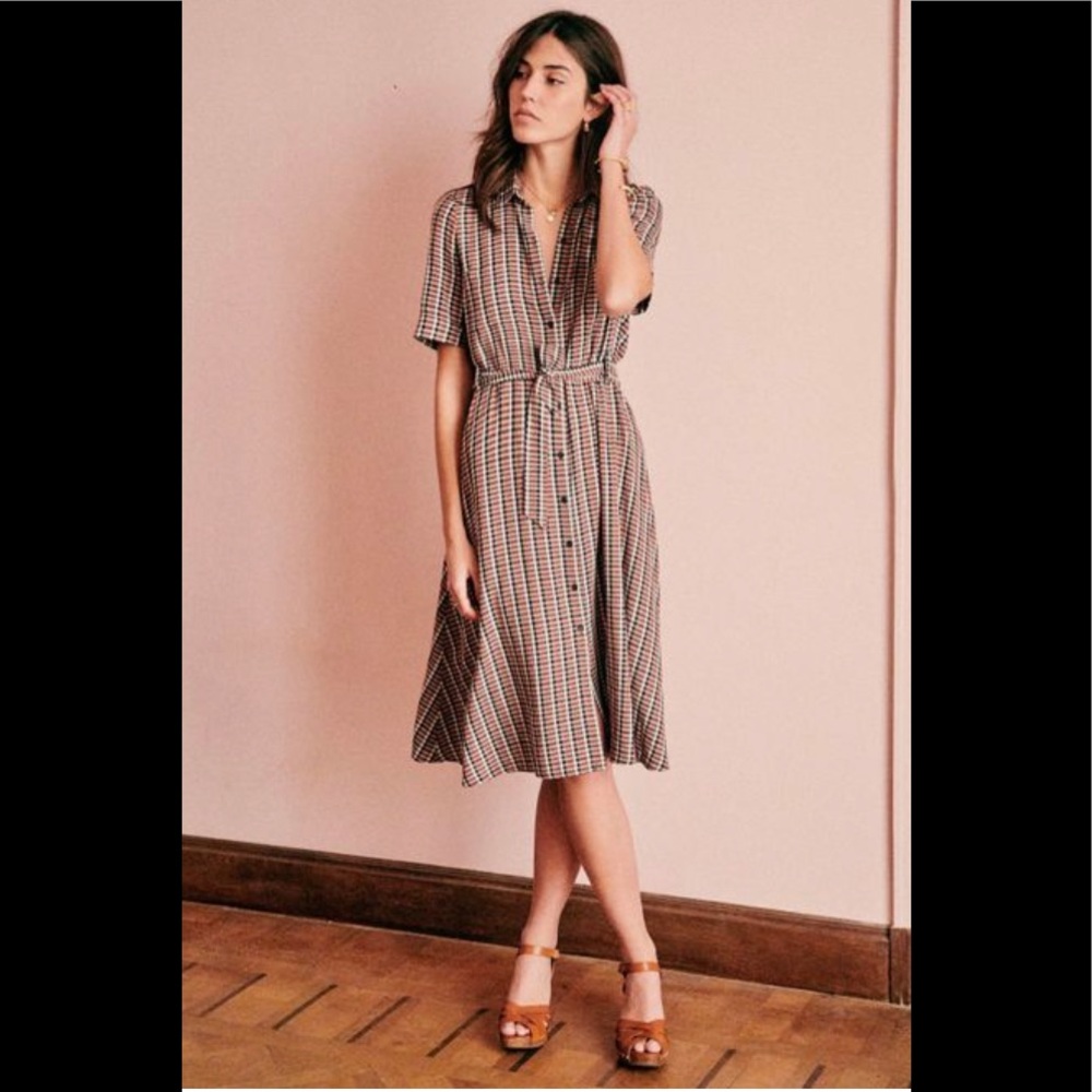 Sezane Jeanne Plaid Dress